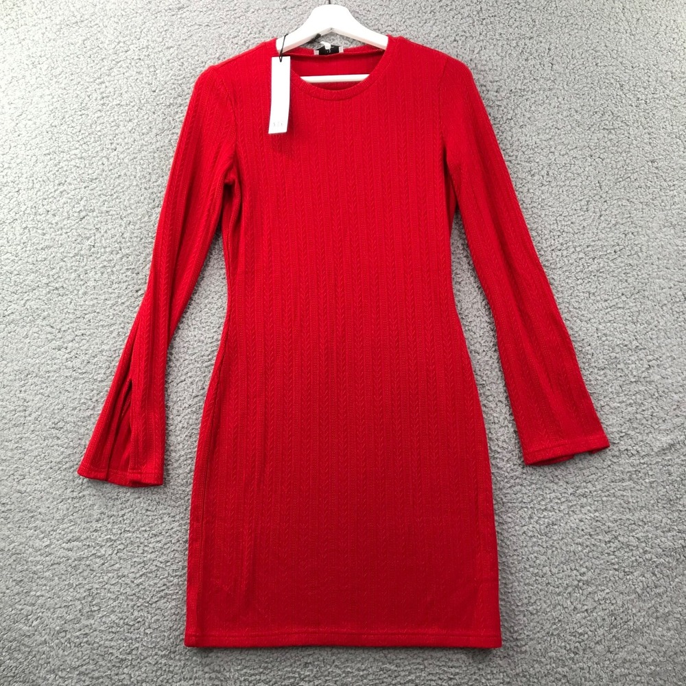 NSR Napean Sea Size MEDIUM‎ Red Long Sleeve Sweater Dress